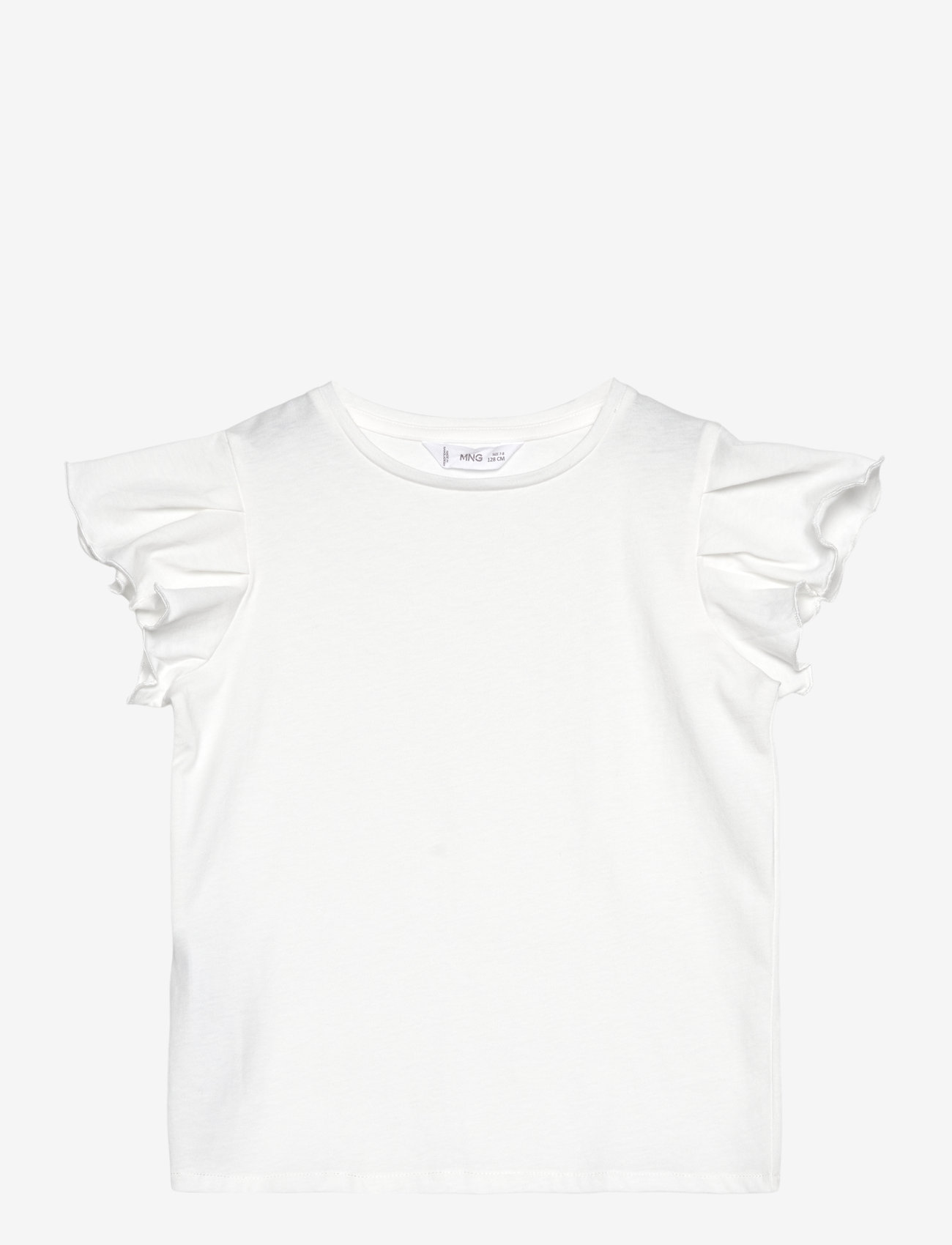 Mango - Short-sleeved ruffle t-shirt - kortærmede t-shirts - natural white - 0