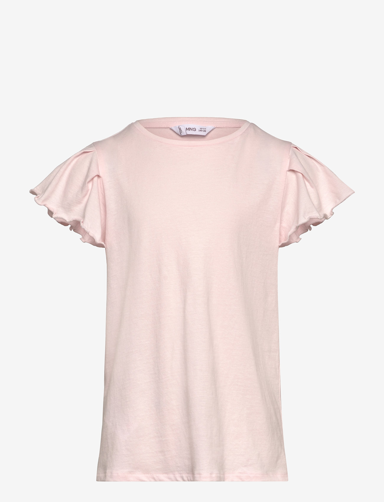 Mango - Short-sleeved ruffle t-shirt - efterårstøj - pink - 0