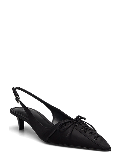 High-Heeled Shoes With Pointed Toe And Bow - Slingbacks Med HæLe