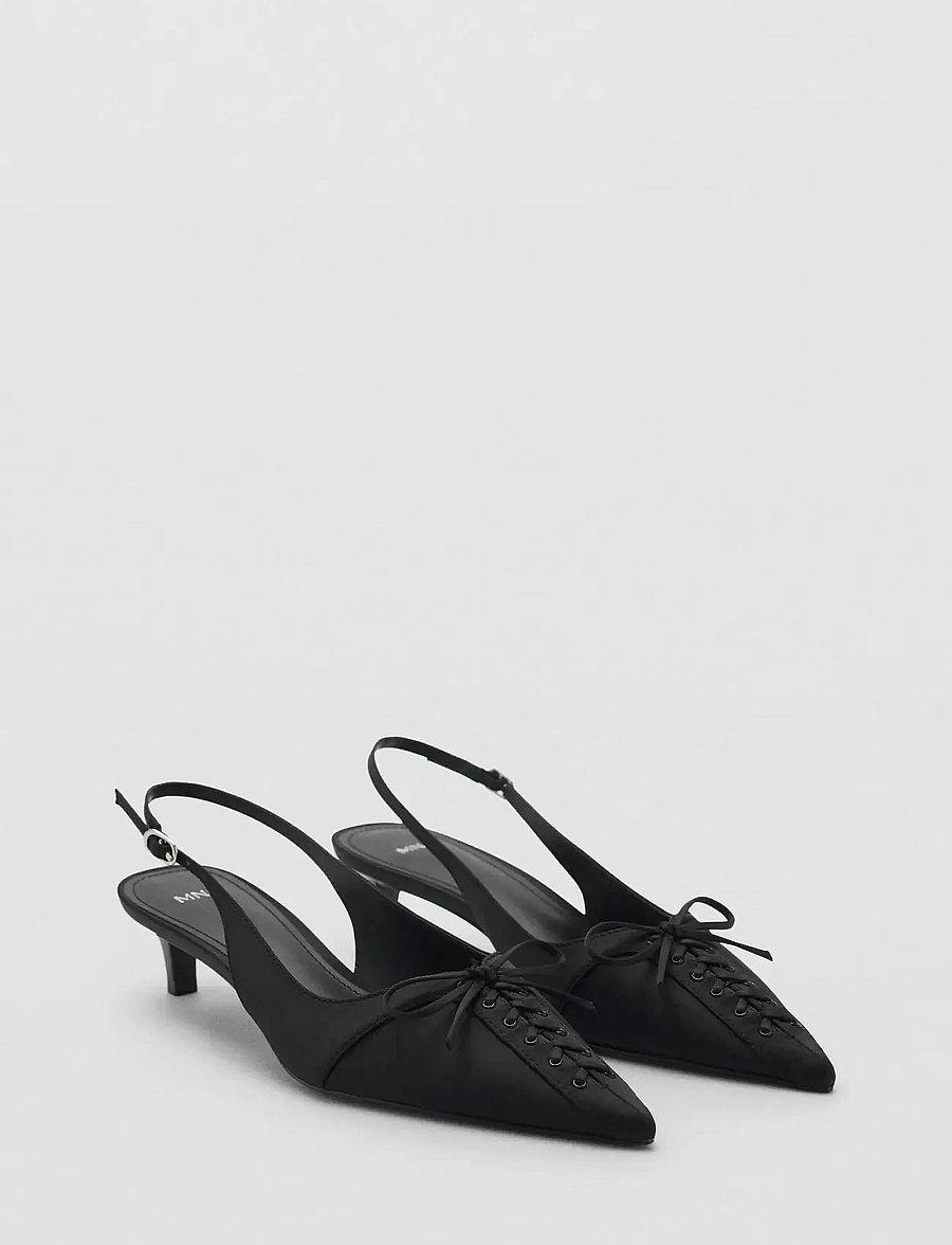 Mango - High-heeled shoes with pointed toe and bow - slingbacks mit absatz - black - 0
