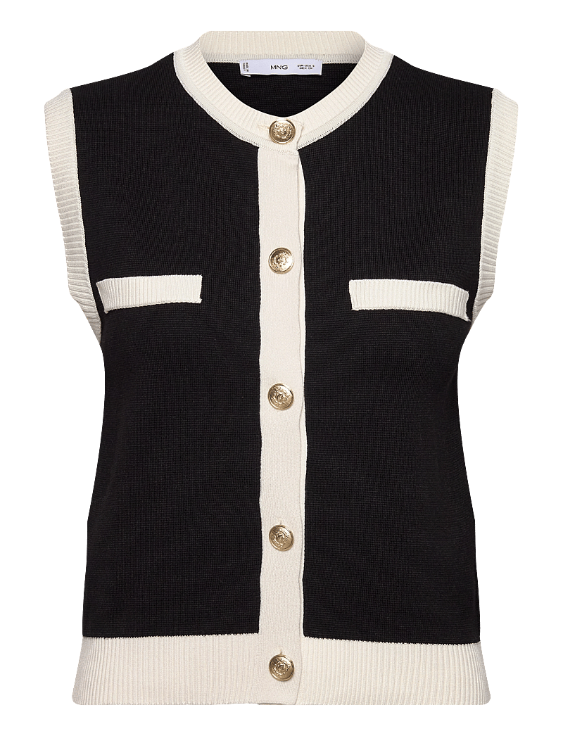 Mango - Knitted waistcoat with contrast piping - gestrickte westen - black - 1