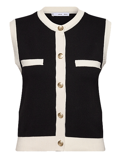 Knitted Waistcoat With Contrast Piping - Strikveste