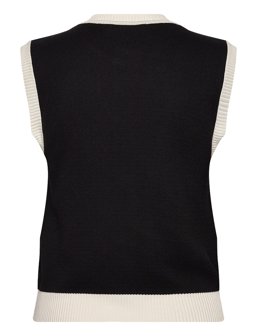 Mango - Knitted waistcoat with contrast piping - neuleliivit - black - 2