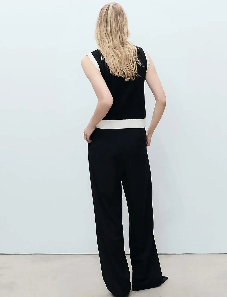 Mango - Knitted waistcoat with contrast piping - neuleliivit - black - 3