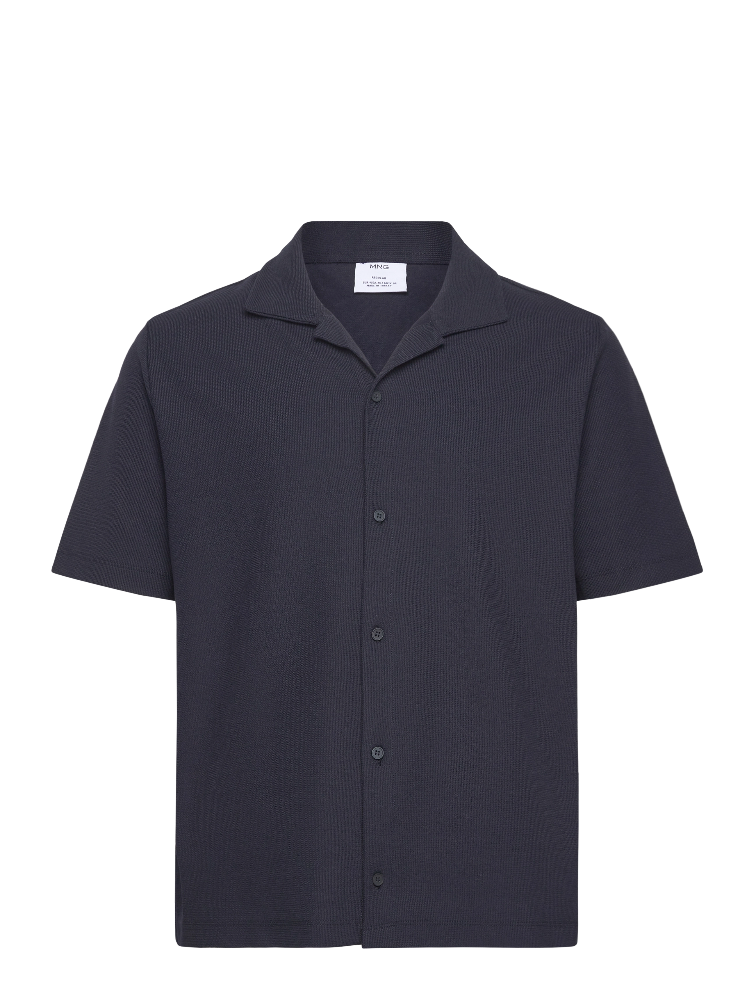 Mango Structured Knitted Shirt, S, Navy, T-Shirts > Kortærmede, Børn