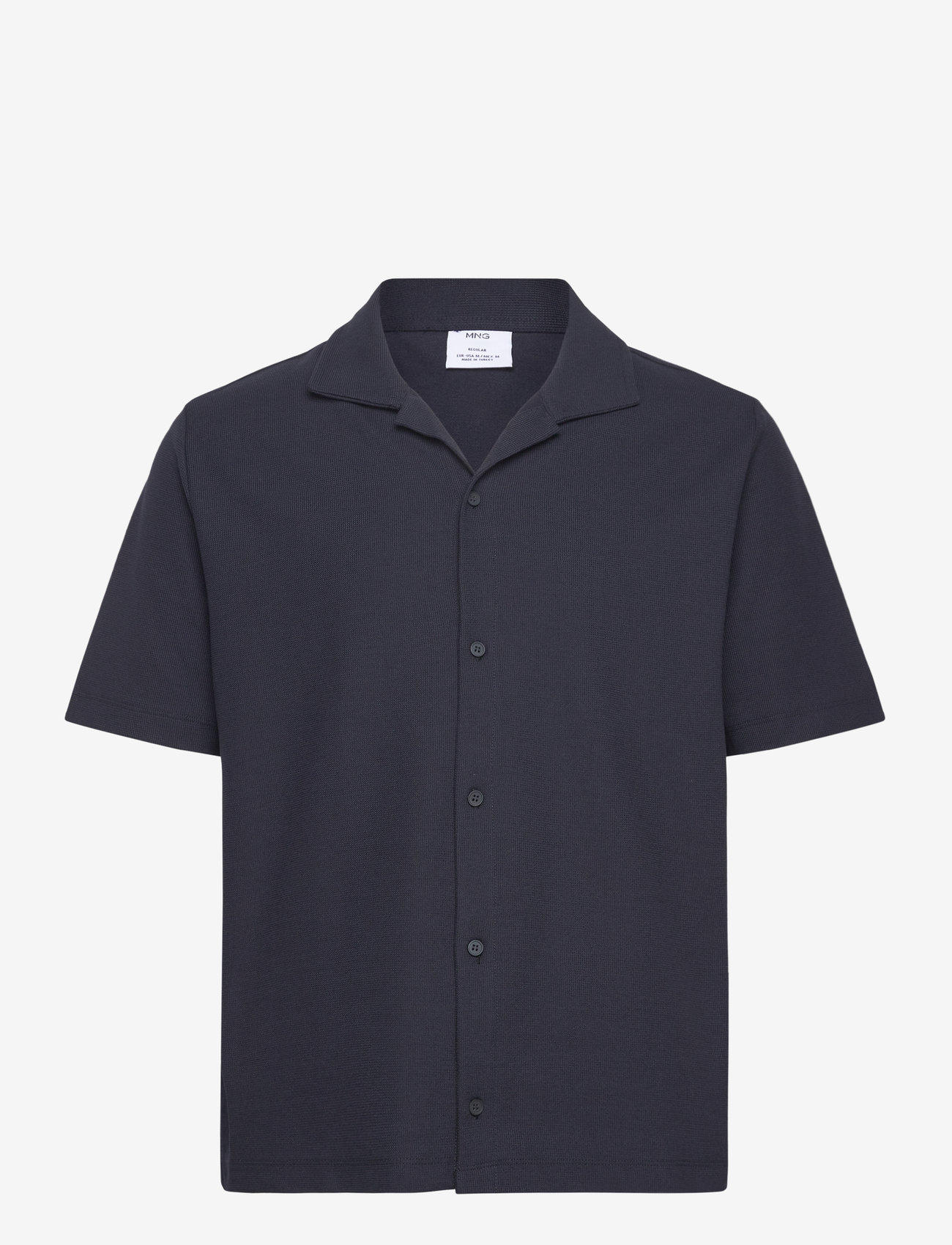 Mango - Structured knitted shirt - kortärmade skjortor - navy - 0
