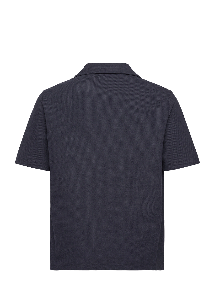 Mango - Structured knitted shirt - kortärmade skjortor - navy - 1