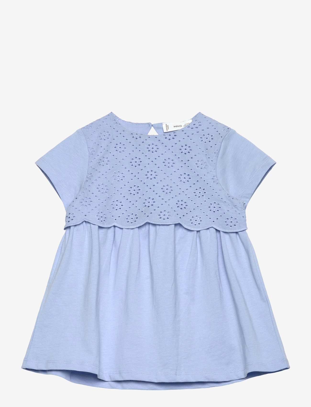 Mango - Embroidered cotton dress - kurzärmelige freizeitkleider - medium blue - 0