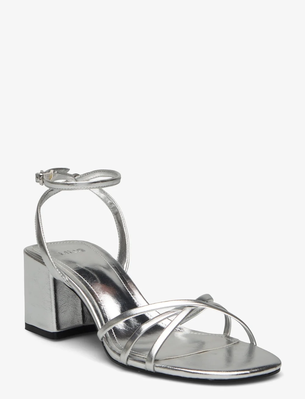 Mango - Heeled sandal with crossed straps - sandaler med hæl - silver - 1