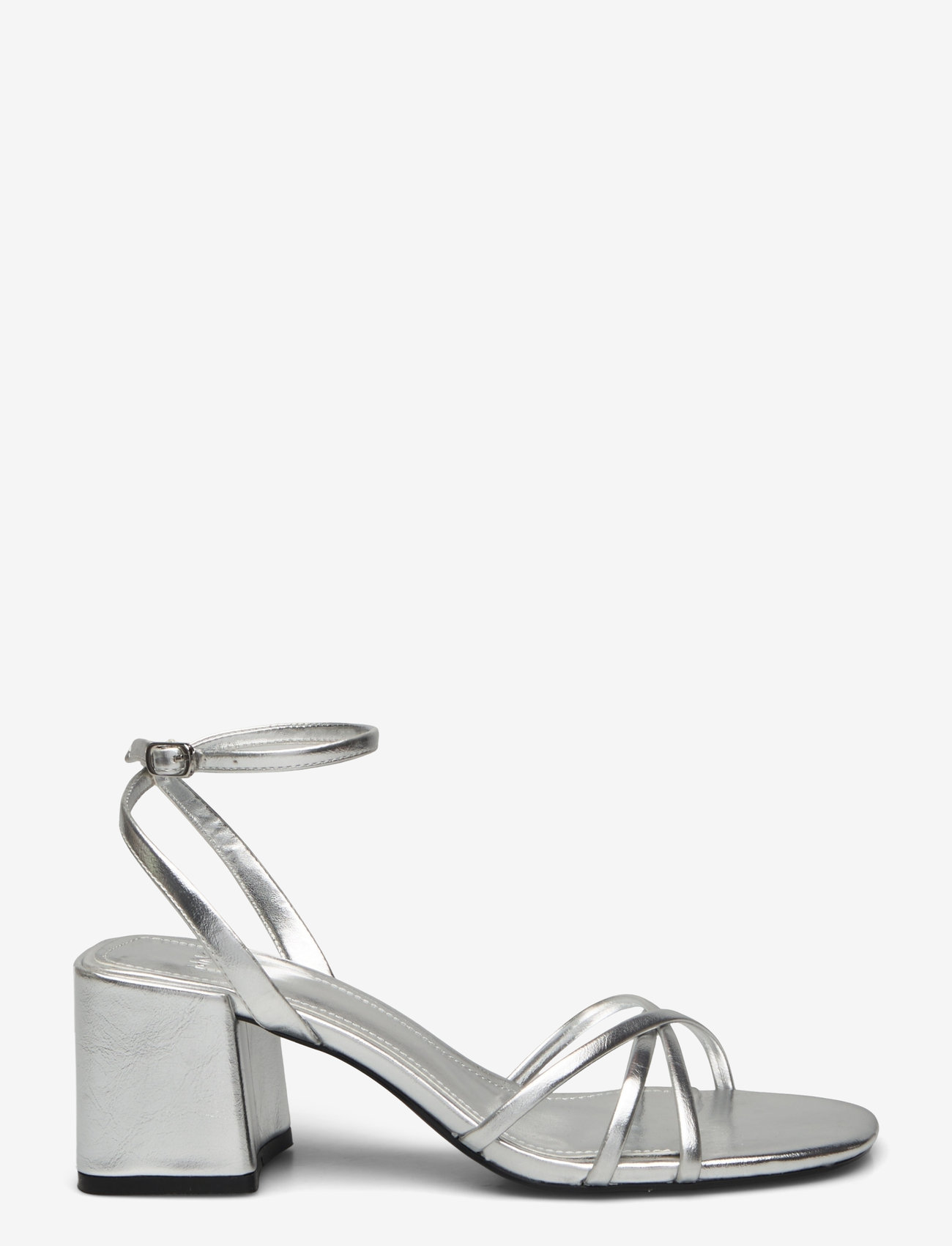 Mango - Heeled sandal with crossed straps - sandaletter - silver - 2