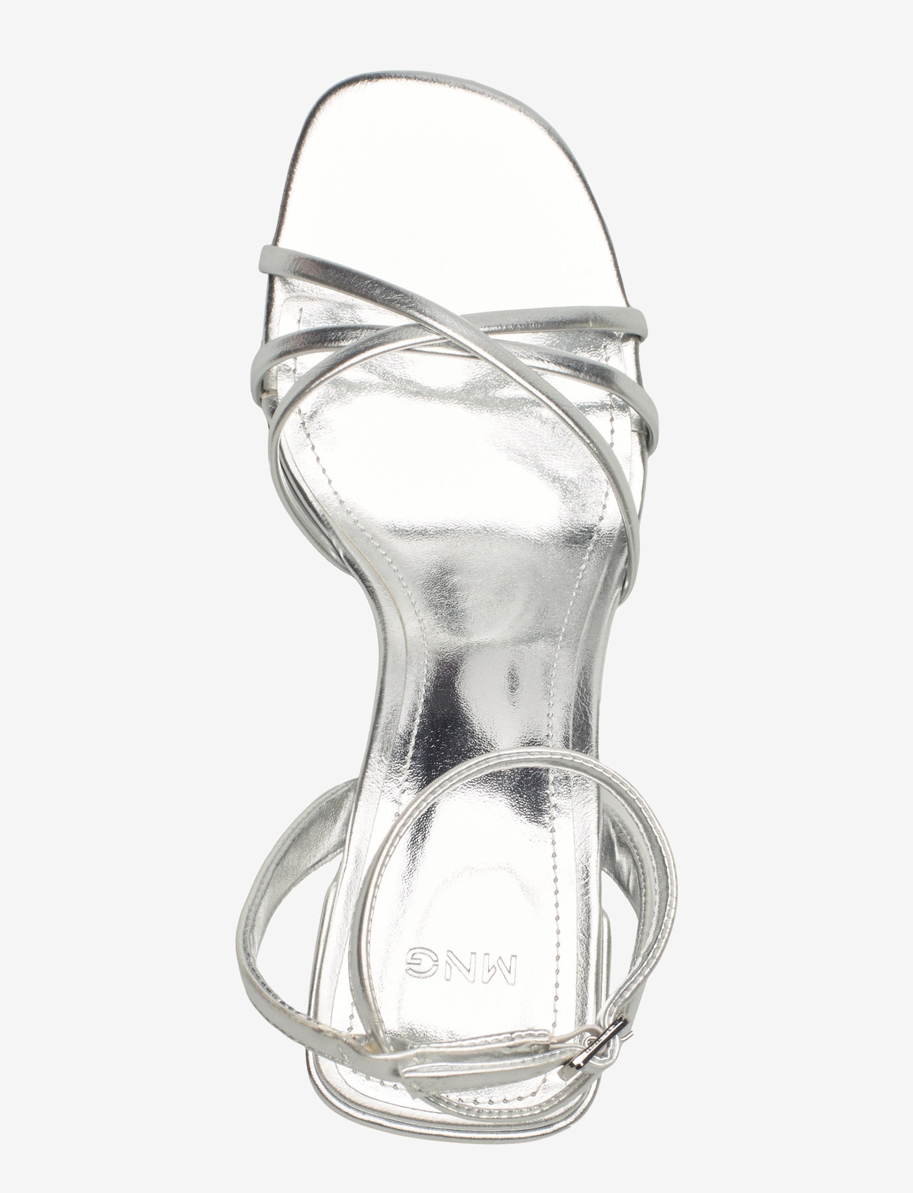 Mango - Heeled sandal with crossed straps - sandaletter - silver - 4