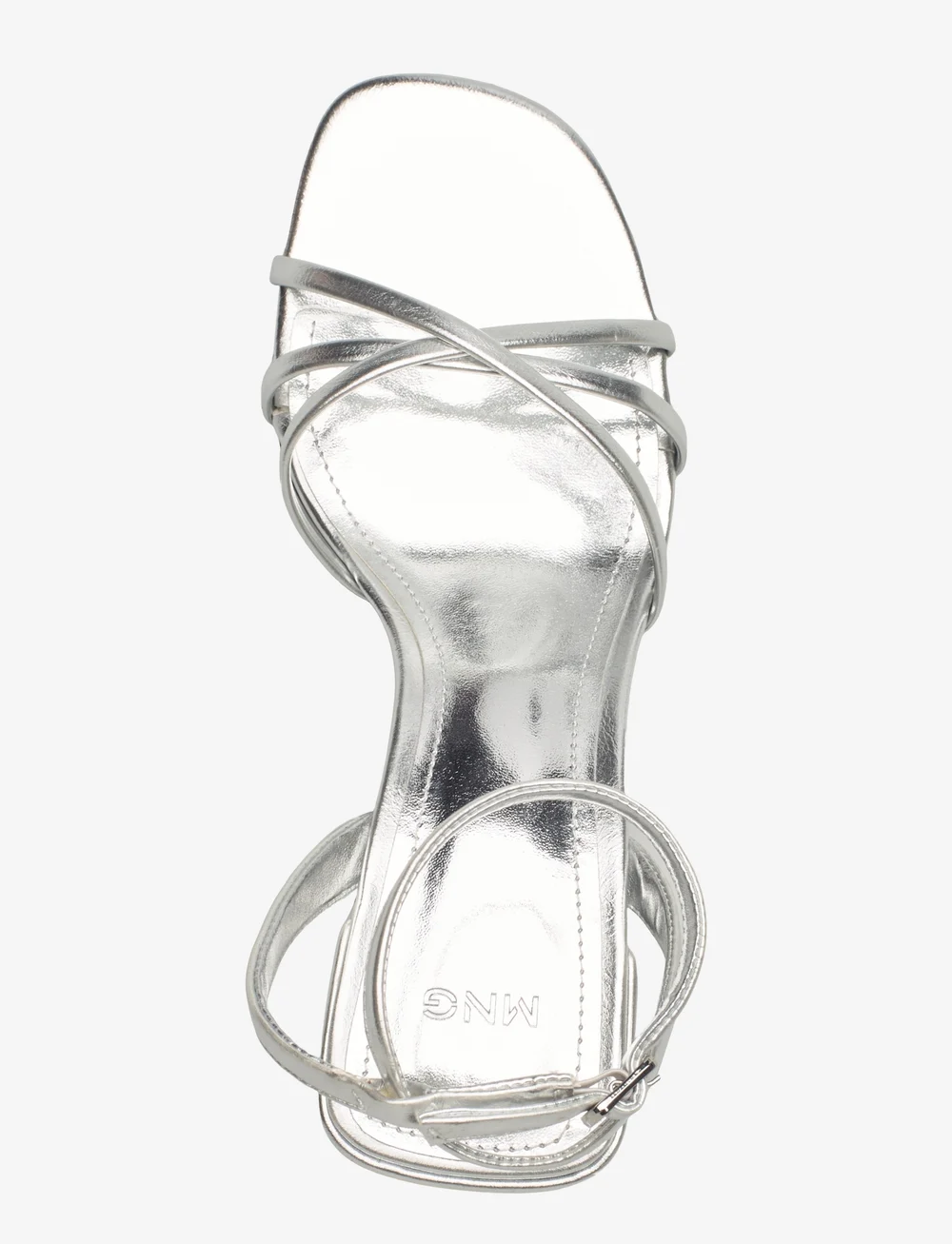 Mango - Heeled sandal with crossed straps - sandaler med hæl - silver - 4