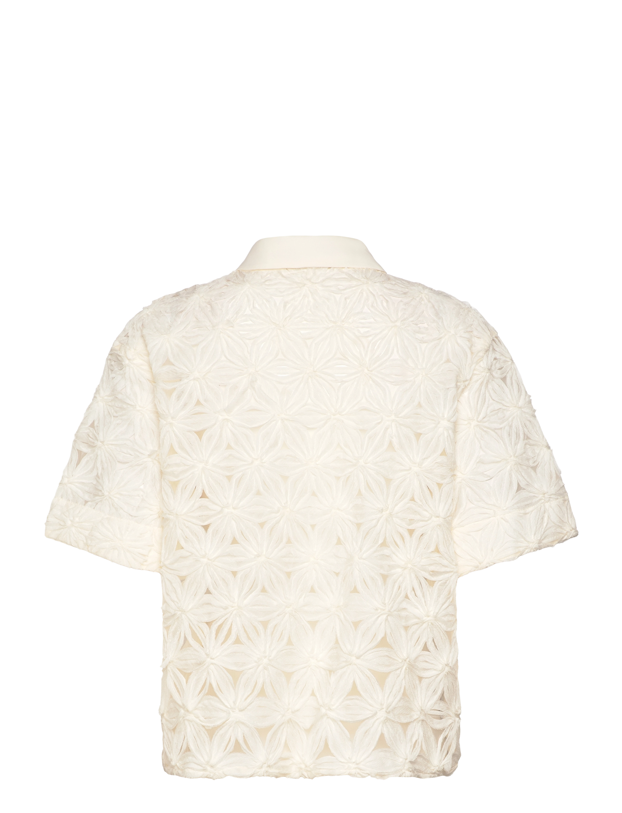 Mango - Openwork floral textured shirt - light beige - 1