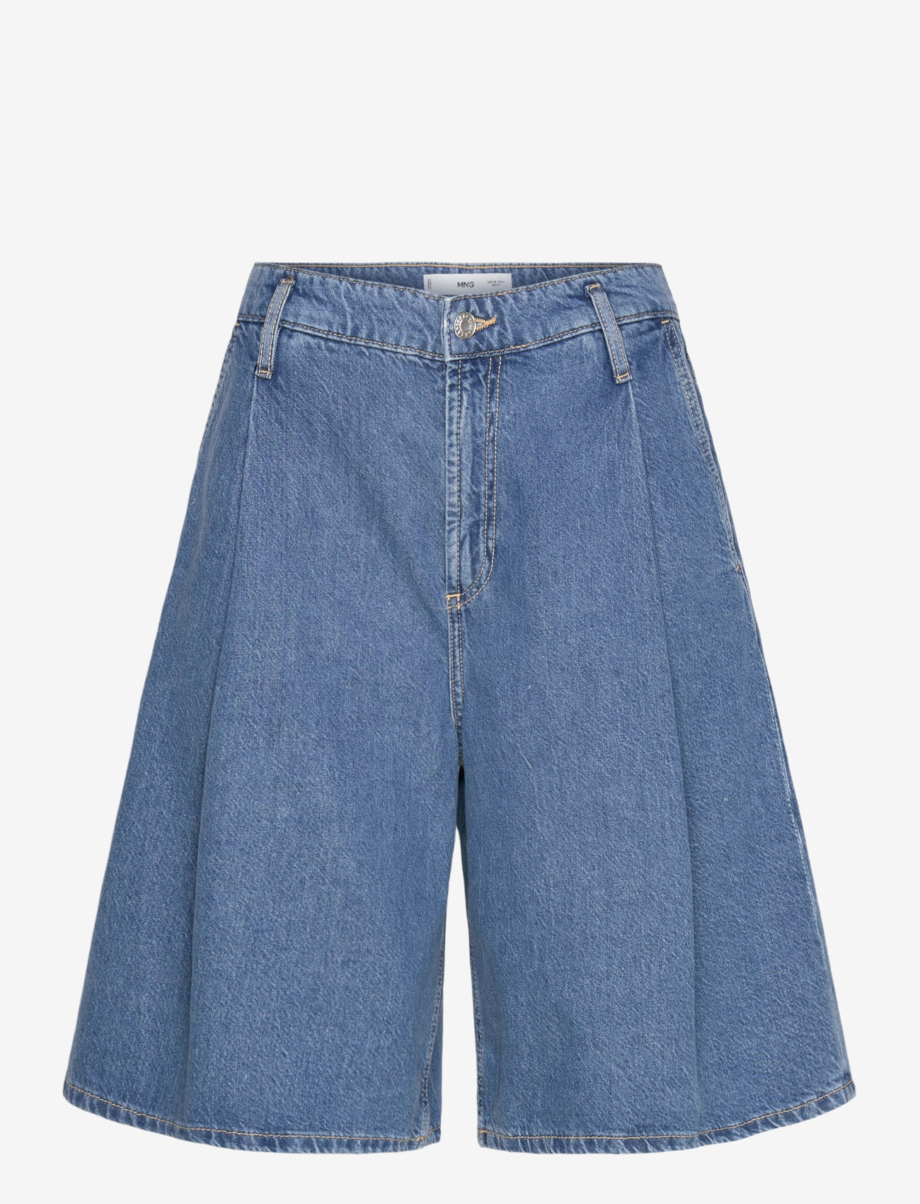 Mango - Pleated denim bermuda jorts - open blue - 1