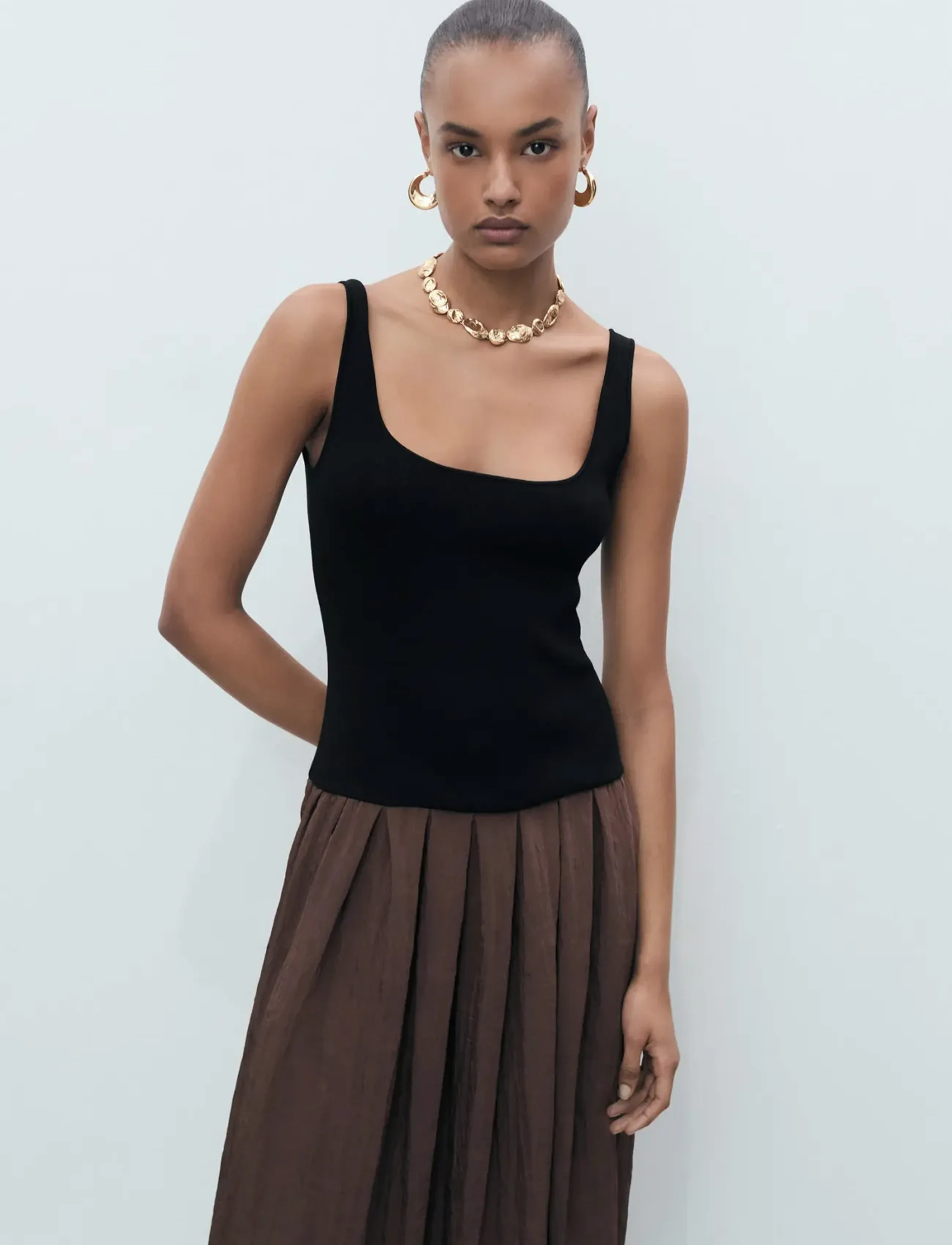 Mango A-Line Dress, Kvinder, Ærmeløs A-Linje Kjole, Sort, Str: L