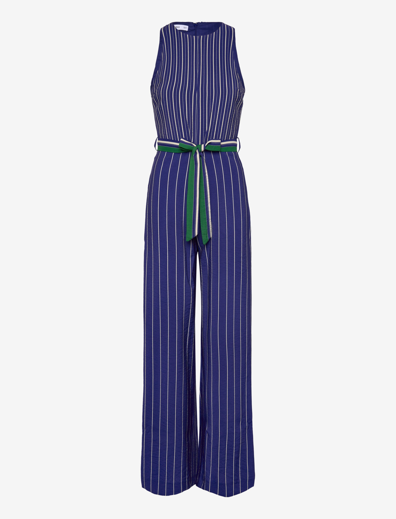 Mango - Striped jumpsuit with belt - kvinder - medium blue - 0
