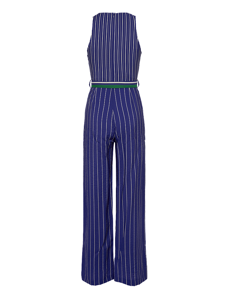 Mango - Striped jumpsuit with belt - medium blue - 2