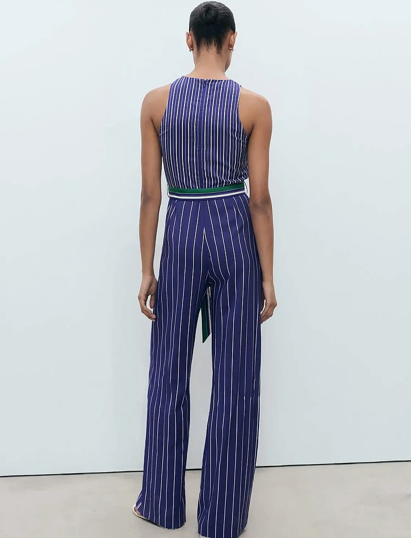 Mango - Striped jumpsuit with belt - medium blue - 3