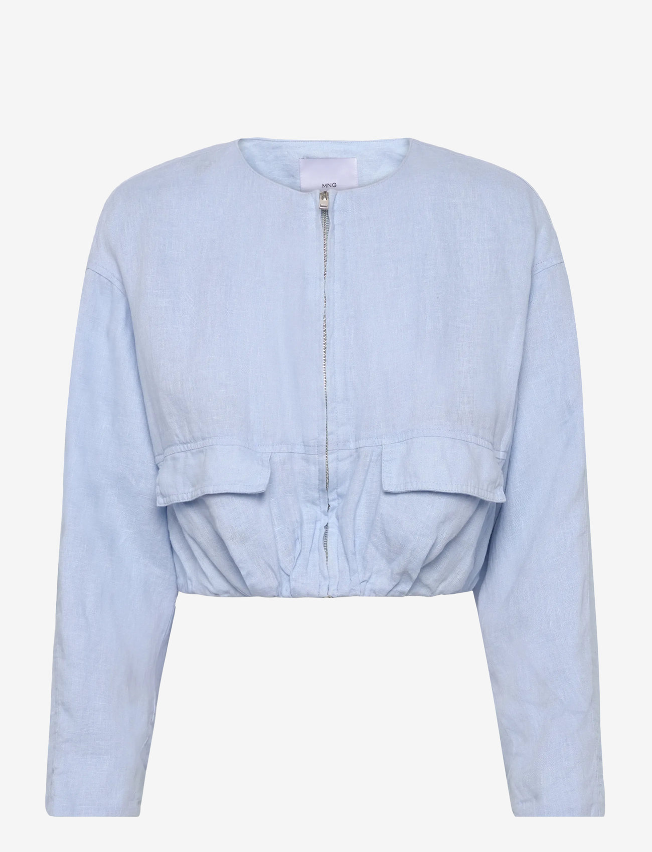 Mango - Cropped linen jacket with pockets - forårsjakker - lt-pastel blue - 0