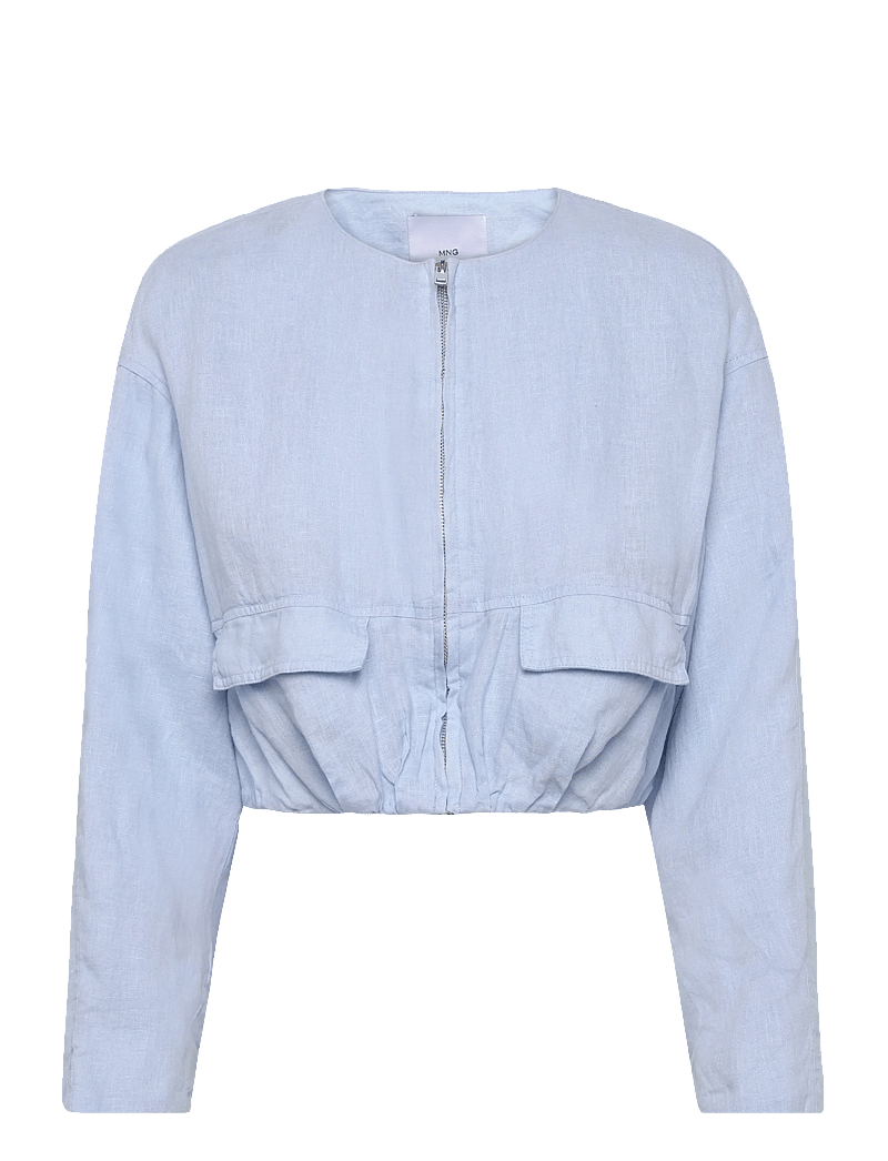 Mango - Cropped linen jacket with pockets - vårjackor - lt-pastel blue - 0