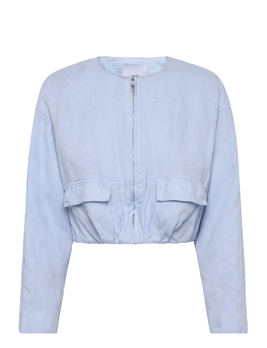 Mango - Cropped linen jacket with pockets - forårsjakker - lt-pastel blue - 0