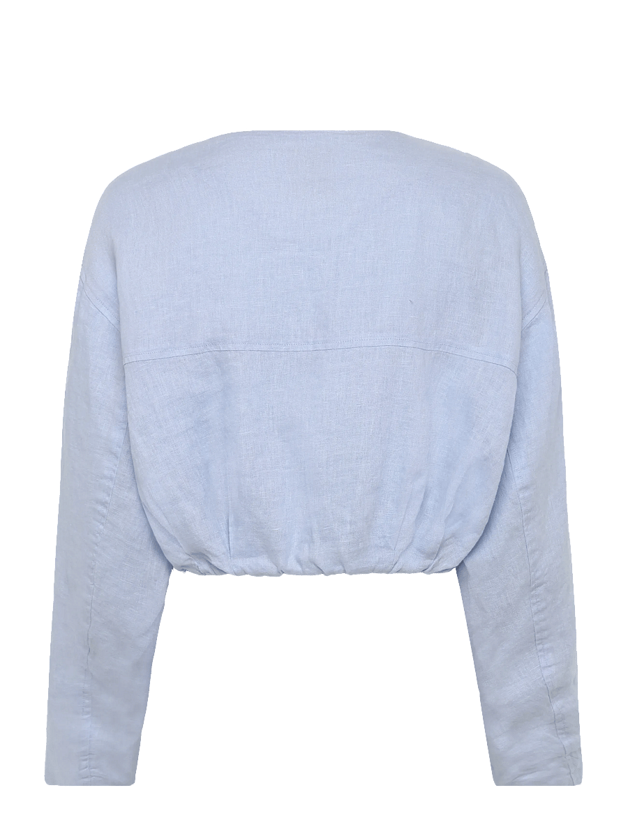 Mango - Cropped linen jacket with pockets - forårsjakker - lt-pastel blue - 1