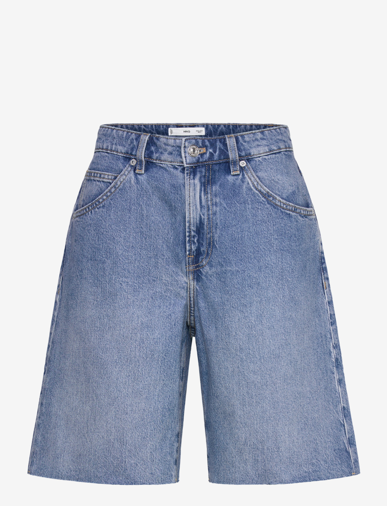 Mango - Frayed hem denim shorts - jorts - open blue - 1