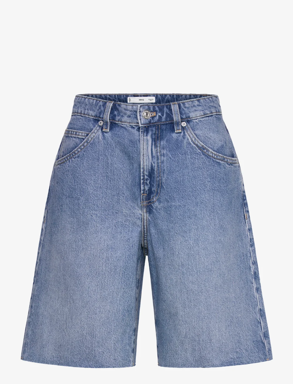 Mango - Frayed hem denim shorts - jeansshorts - open blue - 1