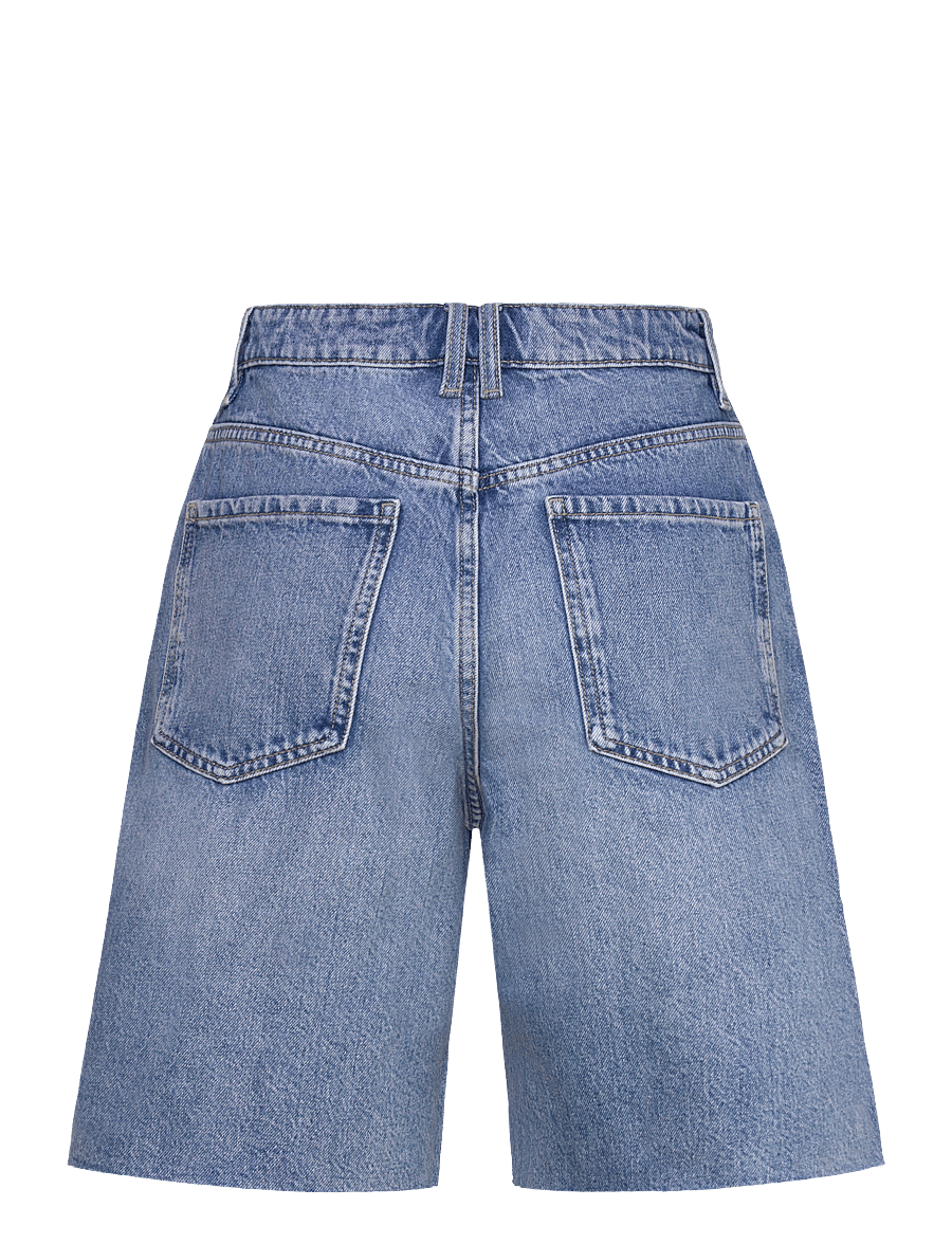 Mango - Frayed hem denim shorts - jorts - open blue - 2