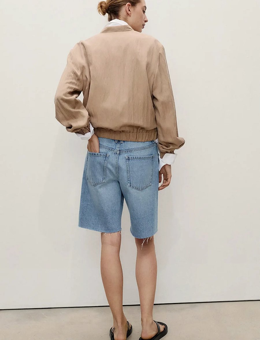 Mango - Frayed hem denim shorts - jorts - open blue - 3
