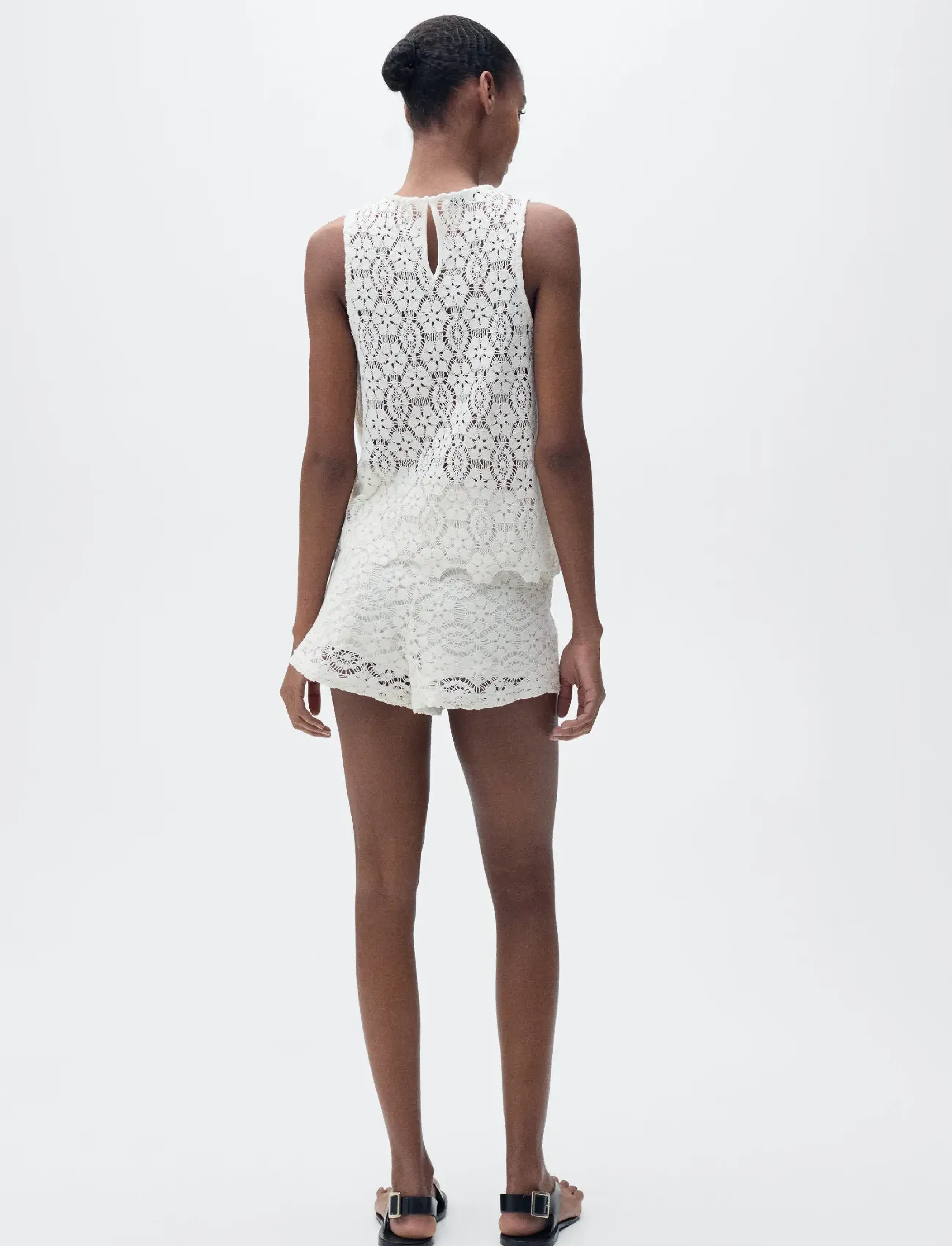 Mango - Crochet straight-fit shorts - natural white - 3