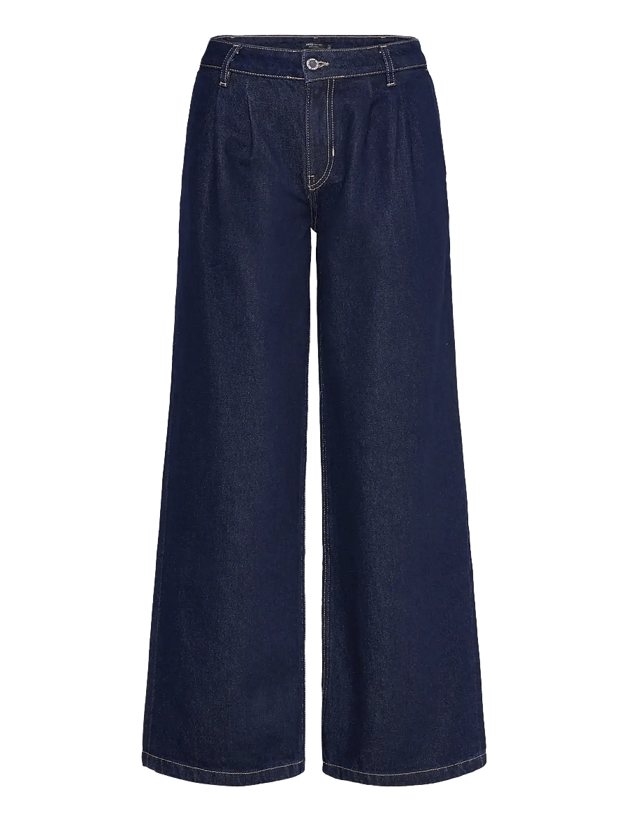 Mango - Rinse-wash wide leg jeans with pleats - brede jeans - open blue - 1