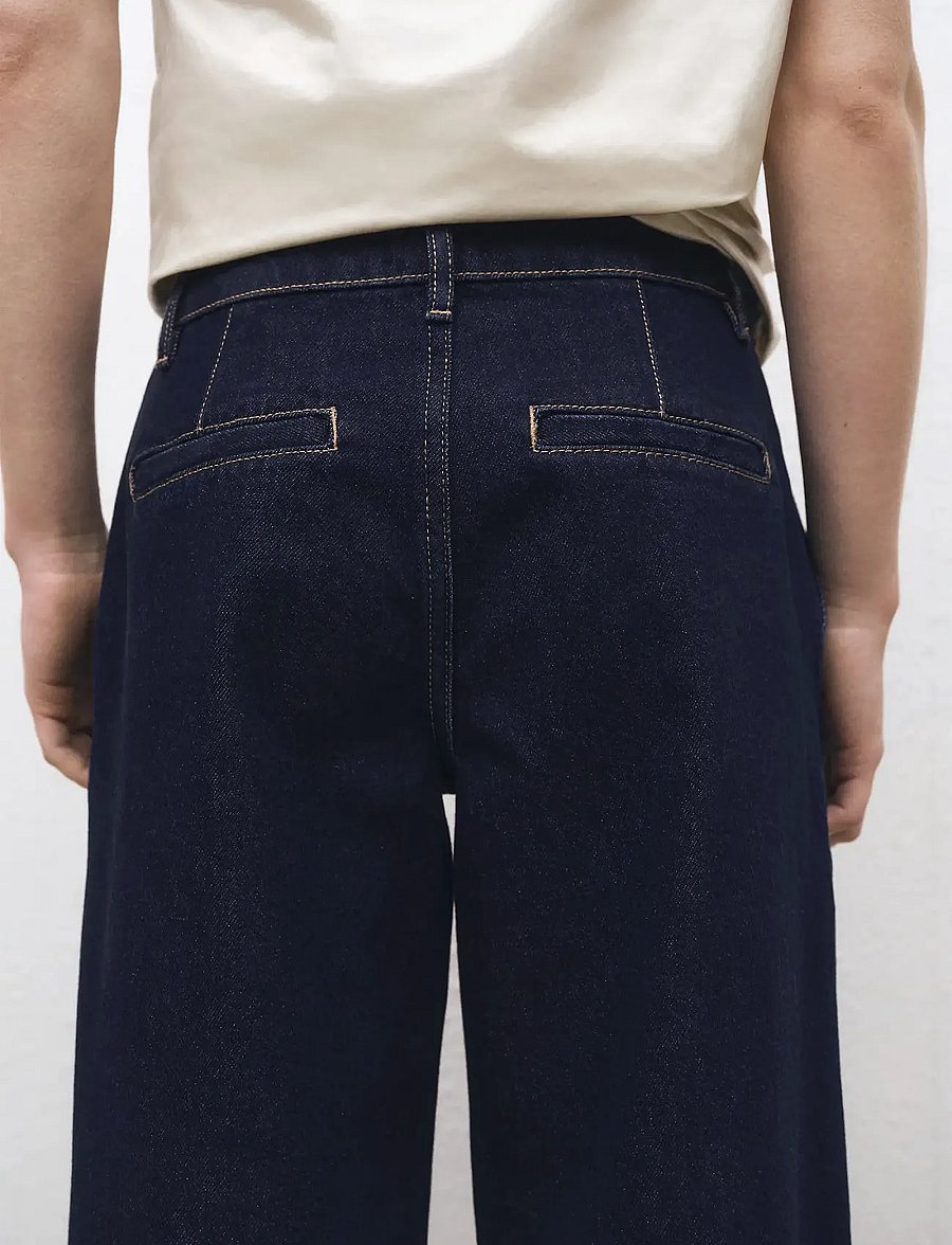 Mango - Rinse-wash wide leg jeans with pleats - brede jeans - open blue - 3