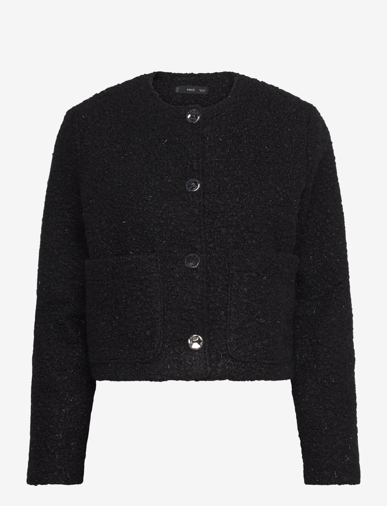 Mango - Shiny bouclé jacket - bouclés - black - 0