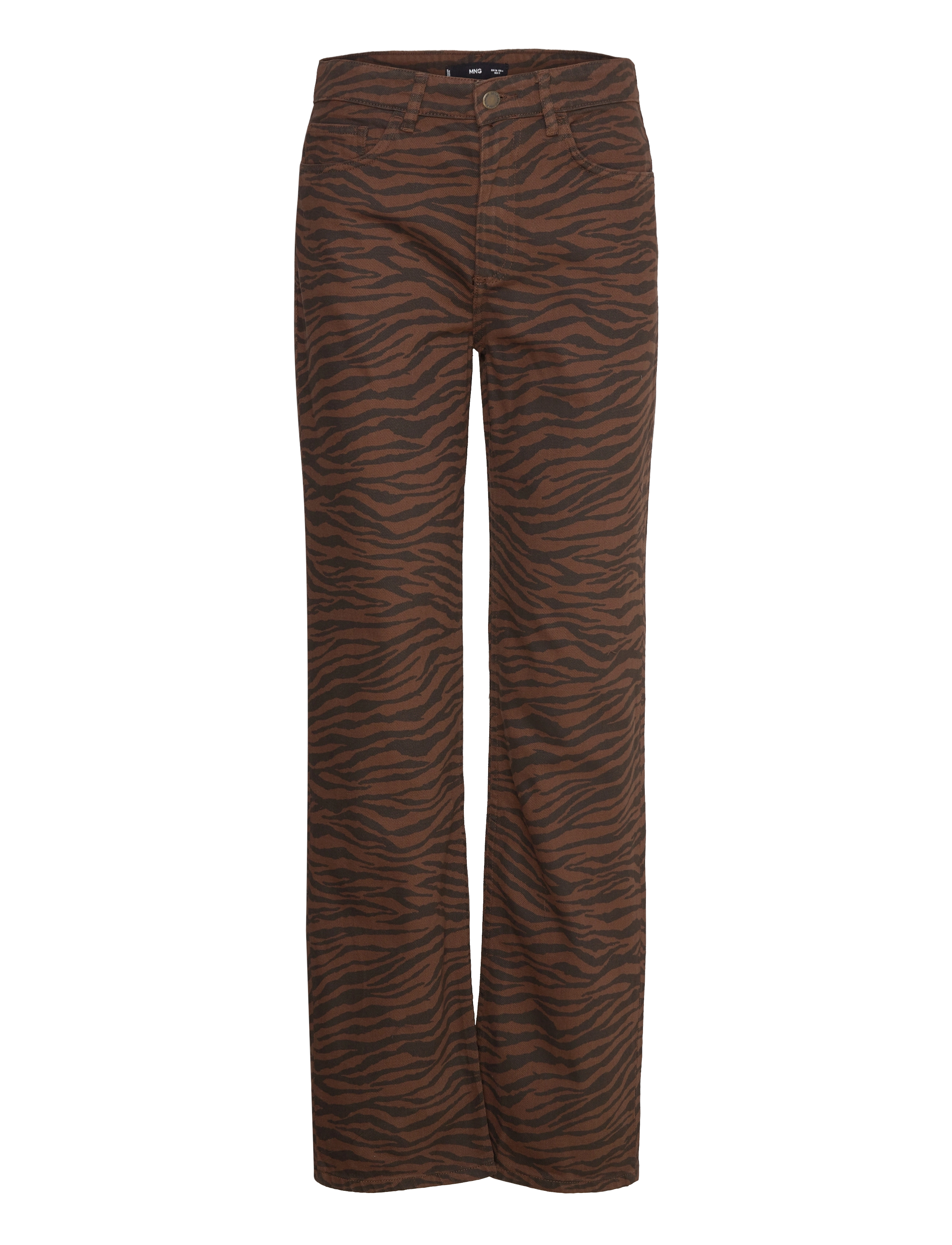 MANGO Zebra-Print Straight-Fit Jeans Braun - 34 - Damen