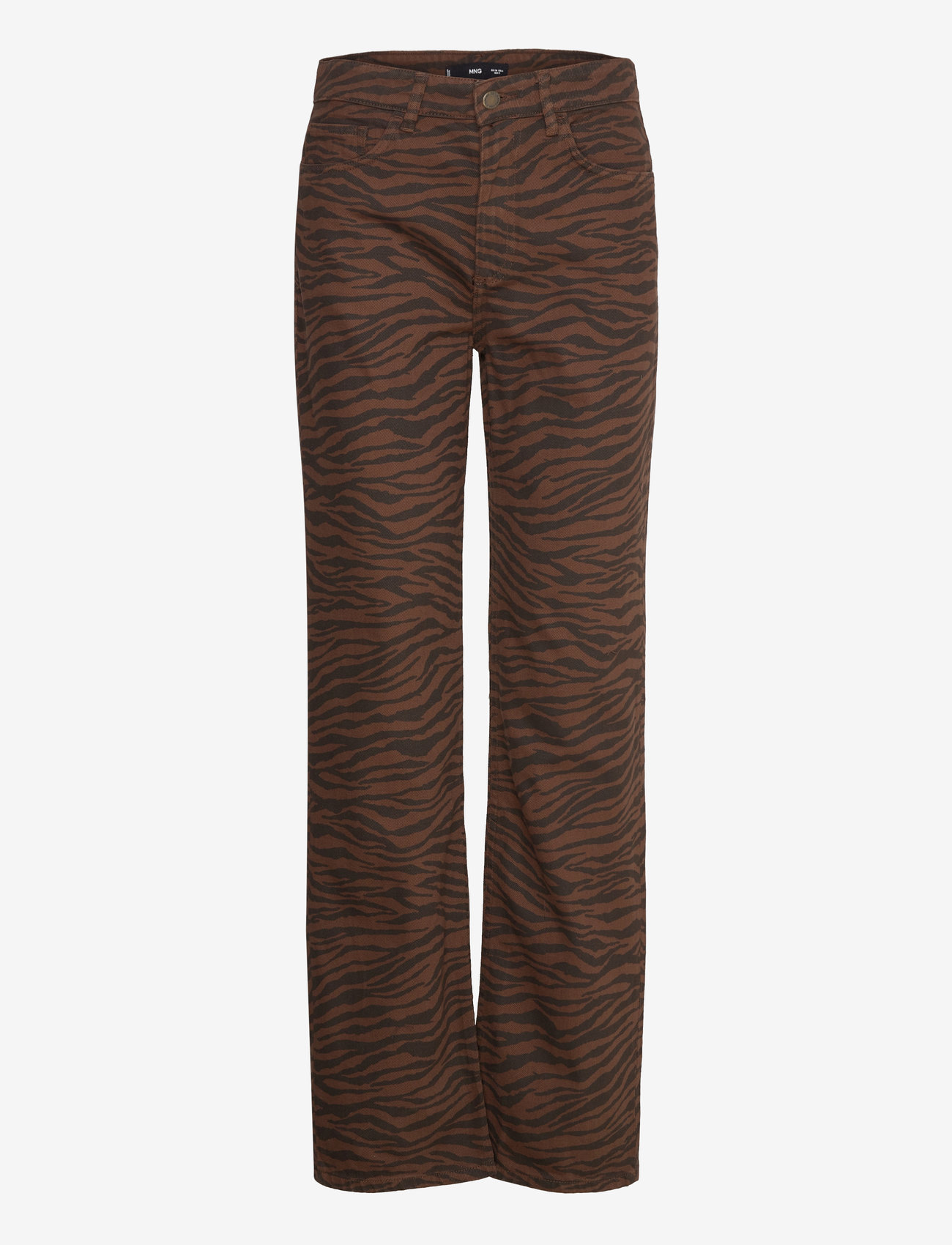 Mango - Zebra-print straight-fit jeans - straight jeans - dark brown - 0