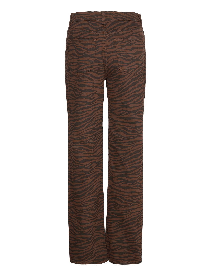 Mango - Zebra-print straight-fit jeans - raka jeans - dark brown - 1