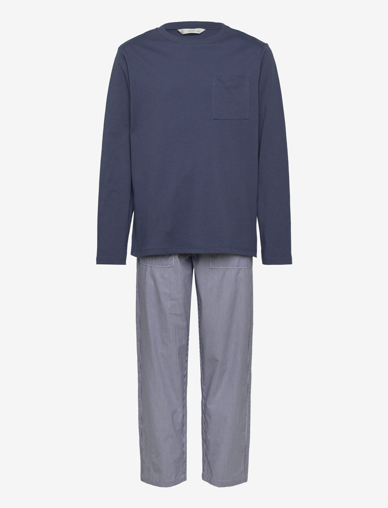 Mango - Striped cotton long pyjama - medium blue - 0