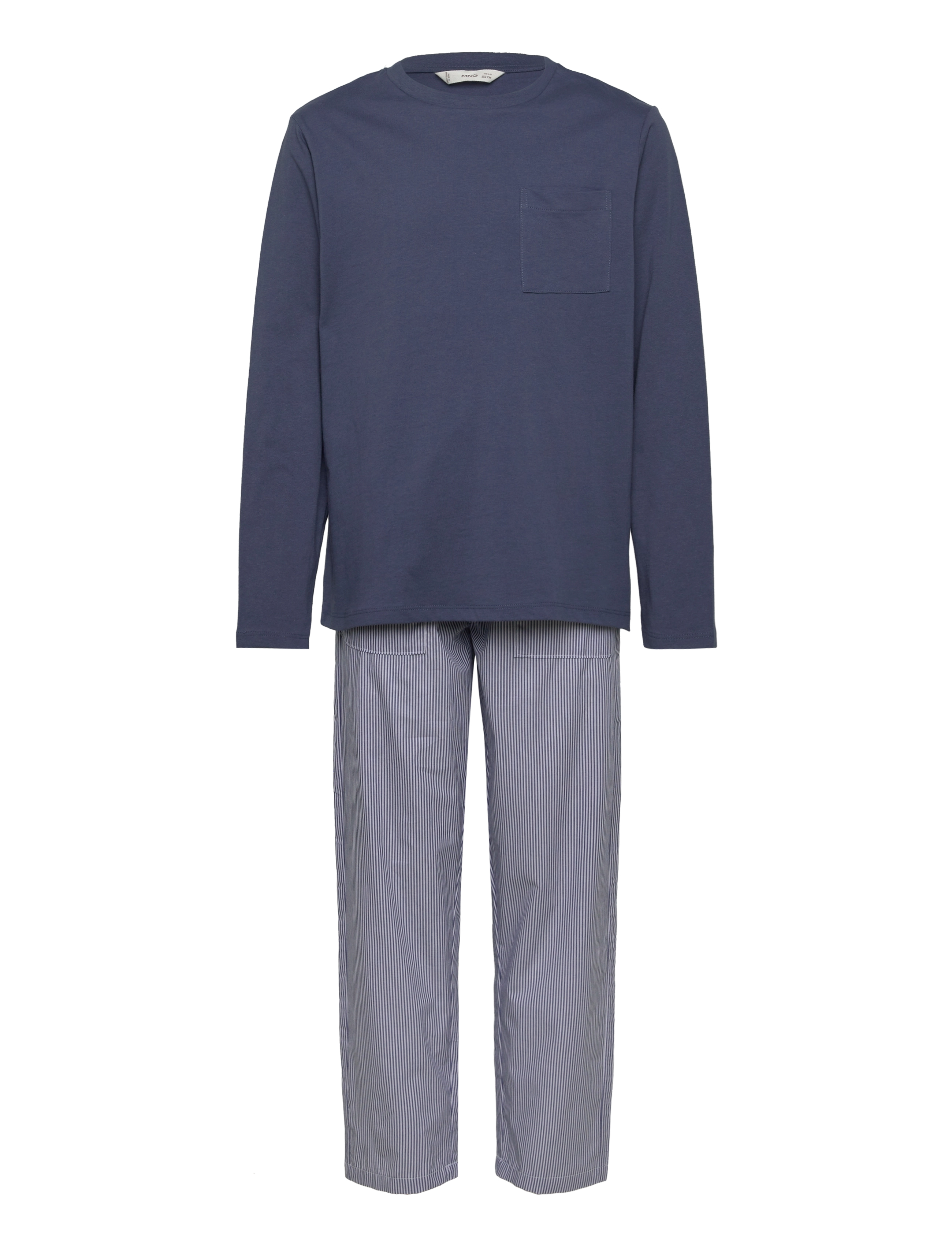 Striped cotton long pyjama - MEDIUM BLUE