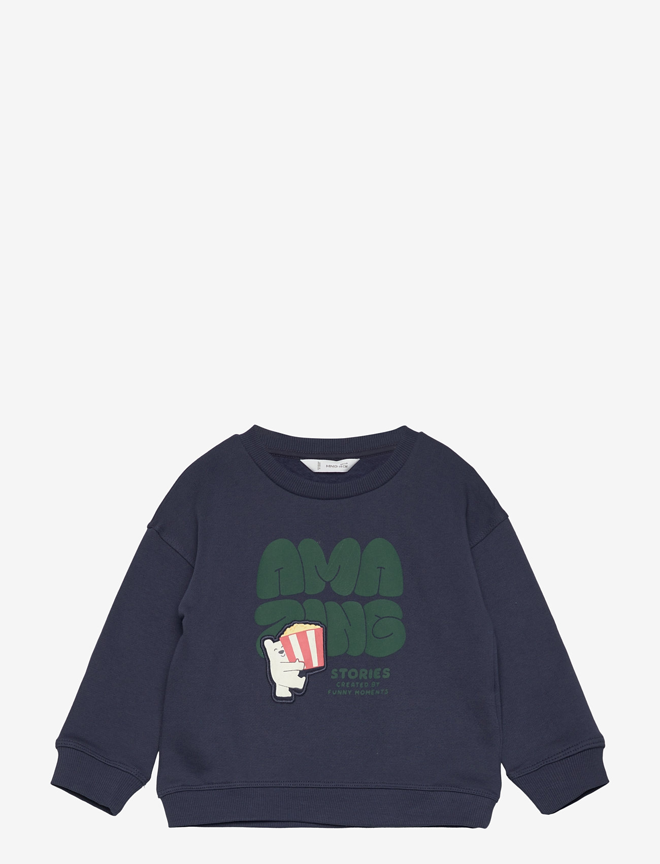 Mango - Printed embossed sweatshirt - autumn clothing - navy - 0
