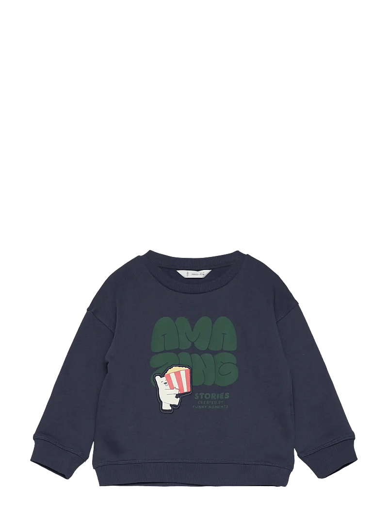 Mango - Printed embossed sweatshirt - sweatshirts - navy - 0