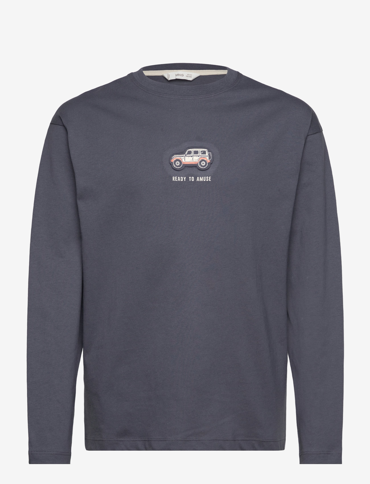 Mango - Printed cotton-blend T-shirt - efterårstøj - dark grey - 0