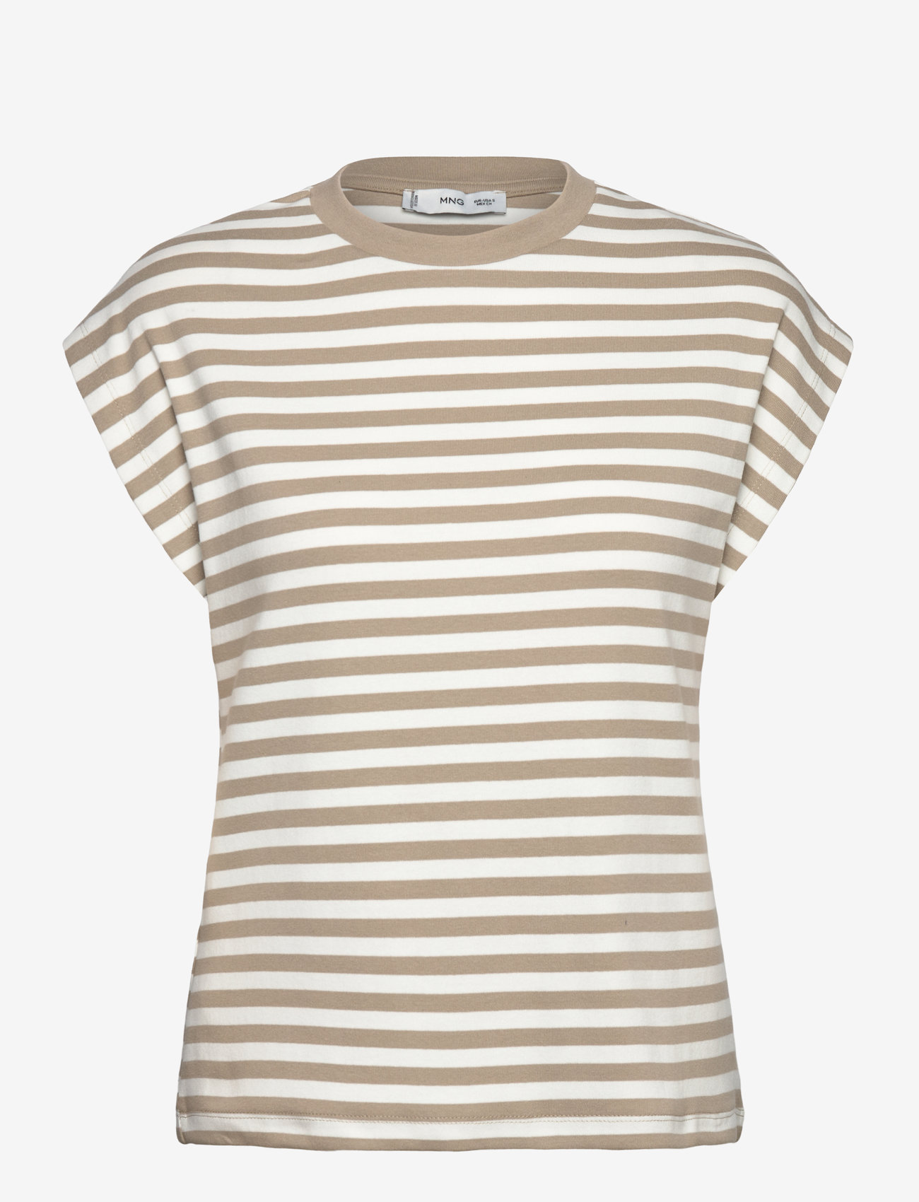 Mango - Striped short-sleeved t-shirt - t-shirts - beige - khaki - 1