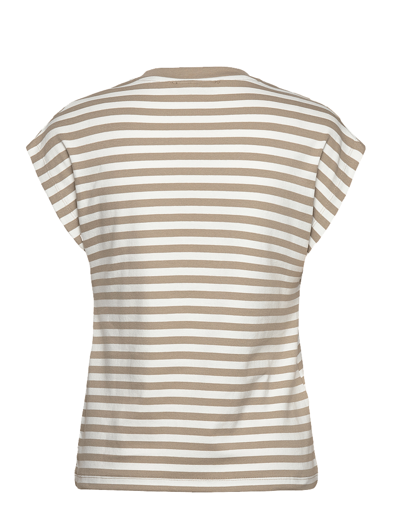 Mango - Striped short-sleeved t-shirt - t-shirts - beige - khaki - 2