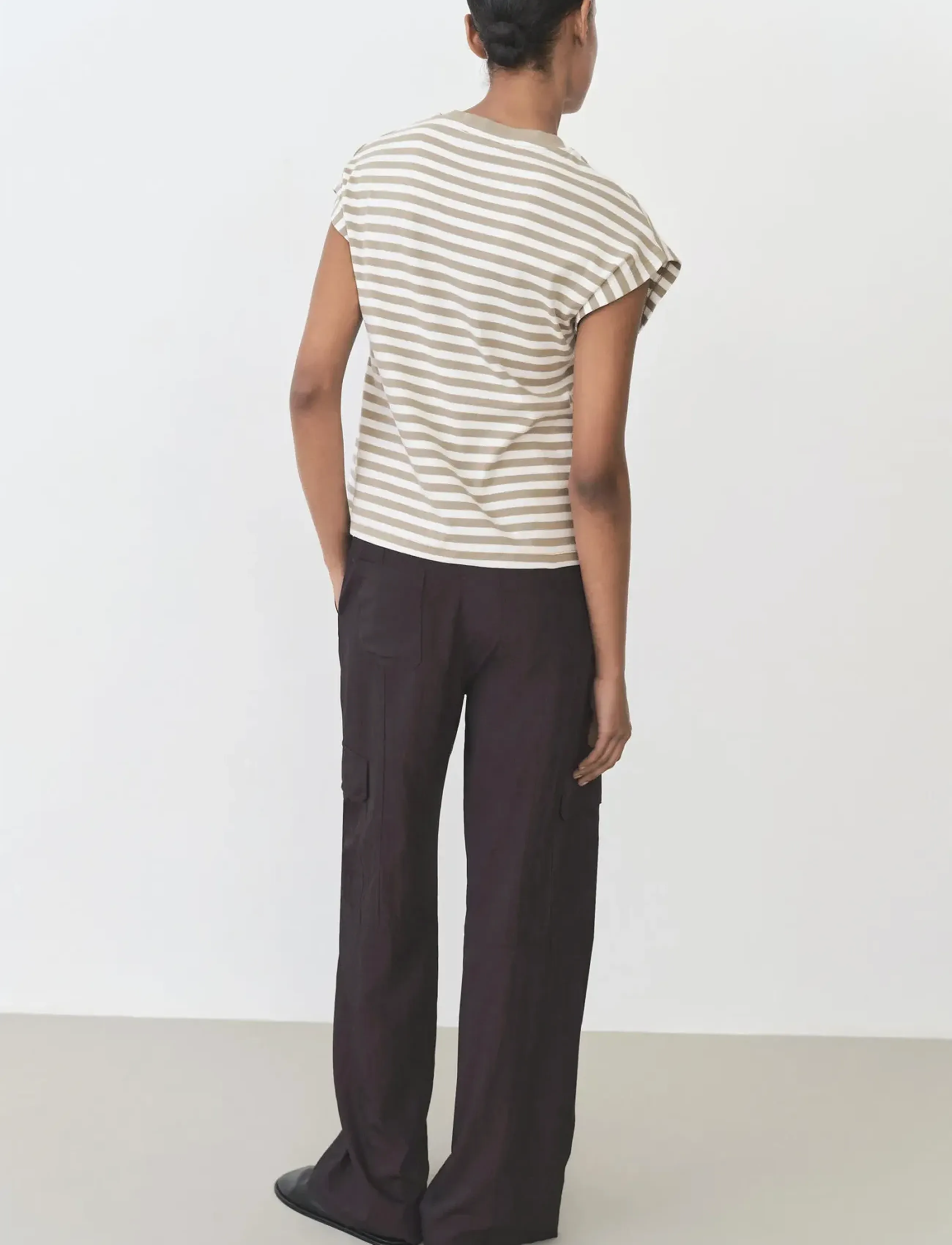 Mango - Striped short-sleeved t-shirt - beige - khaki - 3