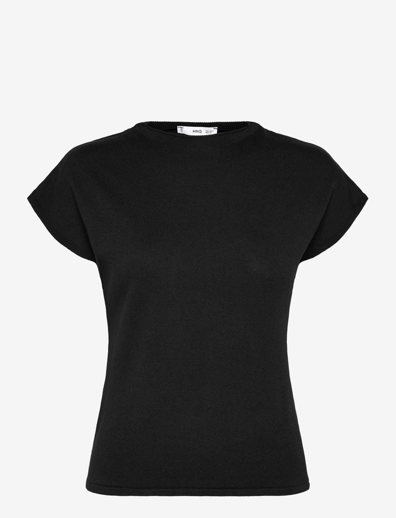 Mango - Short-sleeved fine-knit sweater - efterårstøj - dark brown - 0