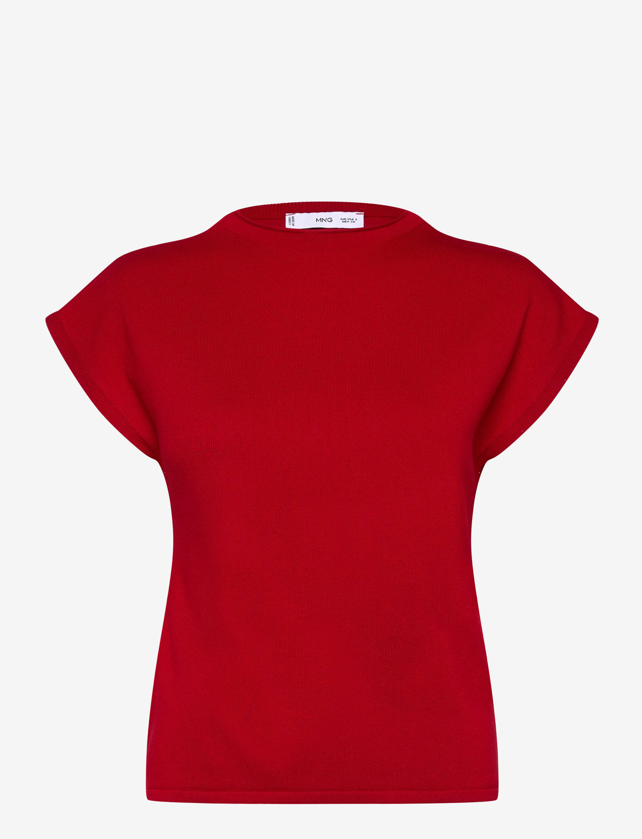 Mango - Short-sleeved fine-knit sweater - efterårstøj - red - 0