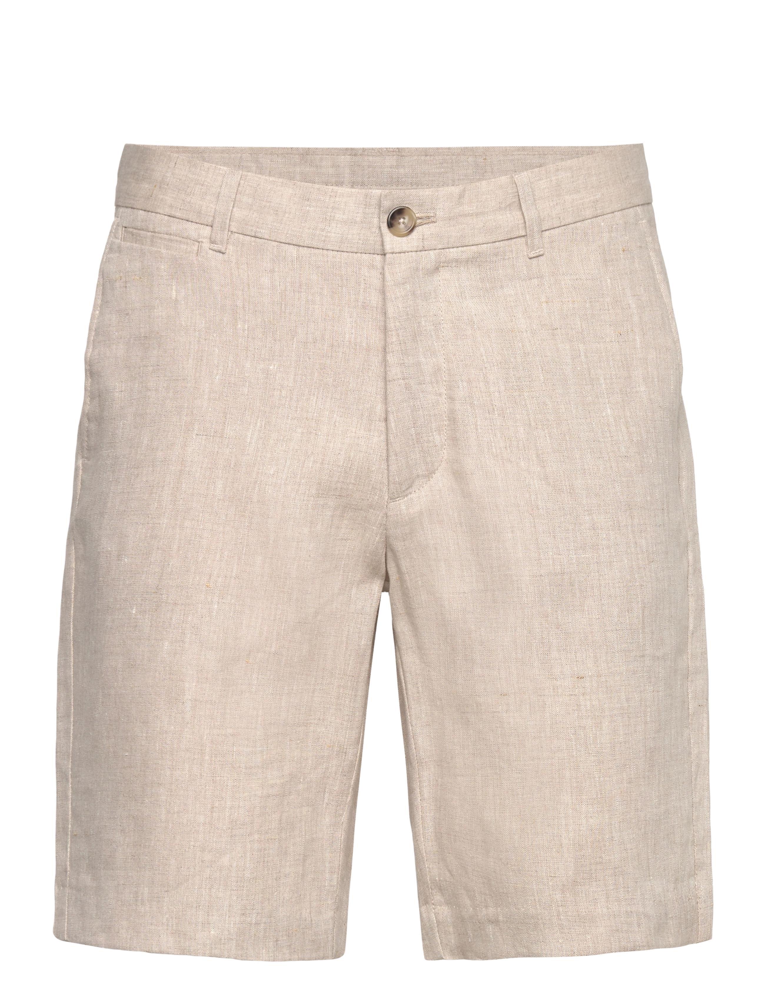 Mango Slim-Fit 100% Linen Bermuda Shorts, Mænd, Slim Fit Bermudashorts, Beige, Str: 38