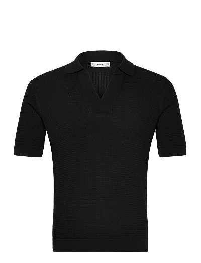 Structured Fine-Knit Polo Shirt - KortæRmede Poloer