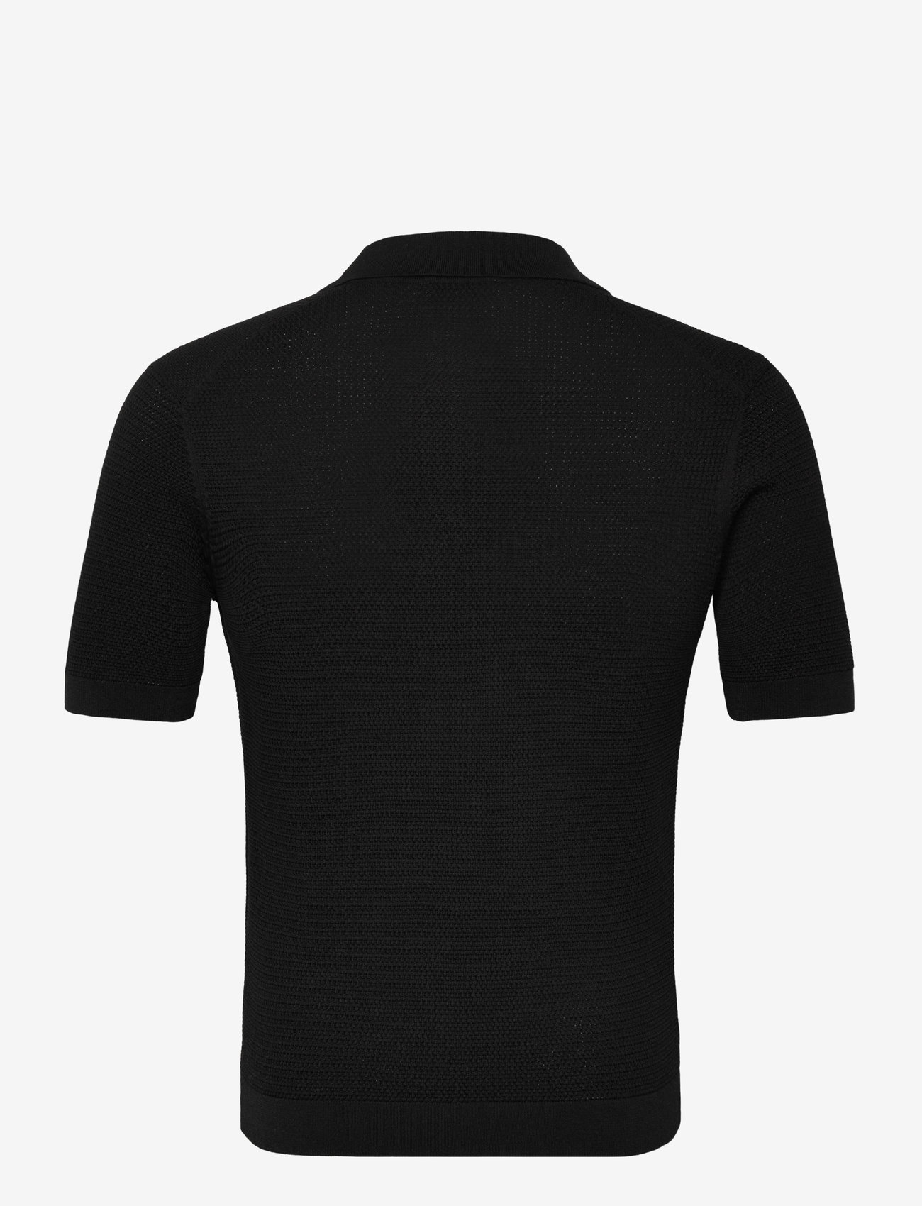 Mango - Structured fine-knit polo shirt - strikkede poloer - black - 1